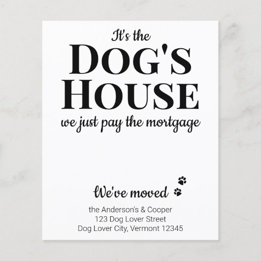 Budget Funny We hebben de 'Dog Moving Announcement (Voorkant)