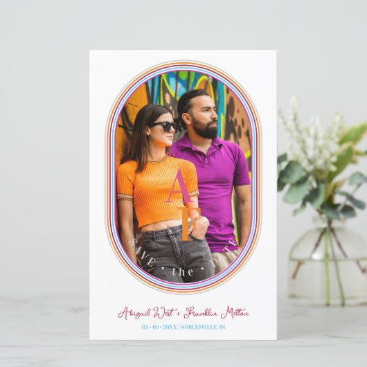 BUDGET Funny Wedding Modern Oval Minimalist Foto (Staand voorkant)