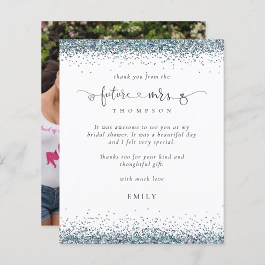 Budget Future Mrs. Foto Blue Glitter Hartelijk dan (Voorkant / Achterkant)