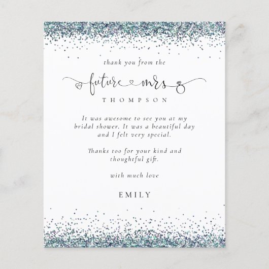 Budget Future Mrs. Foto Blue Glitter Hartelijk dan (Voorkant)