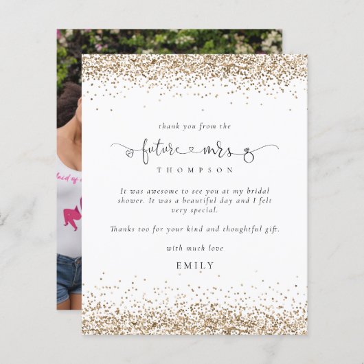 Budget Future Mrs. Foto Gold Glitter Hartelijk dan (Voorkant / Achterkant)