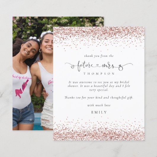 Budget Future Mrs. Foto Roos Gold Glitter Bedankt (Voorkant / Achterkant)
