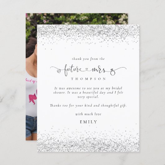 Budget Future Mrs. Foto Silver Glitter Hartelijk d (Voorkant / Achterkant)