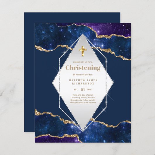 BUDGET Galaxy CHRISTENING nodigt Baptism Bautizo u (Voorkant / Achterkant)