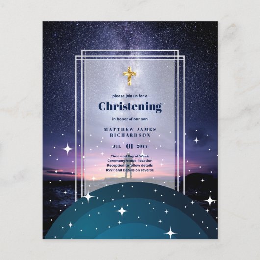 BUDGET Galaxy CHRISTENING nodigt Baptism Bautizo u (Voorkant)