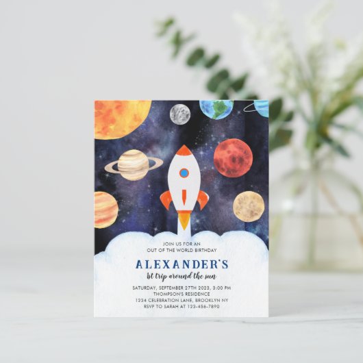 BUDGET Galaxy Planeten Space Rocket Verjaardag (Staand voorkant)