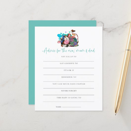 Budget game Advice Nieuwe Koe Baby shower mama pap (Voorkant / Achterkant in situ)