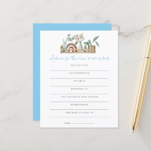 Budget Game Advice Nieuwe mam Papa Blauw Baby show (Voorkant / Achterkant in situ)