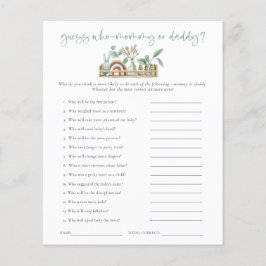 Budget Game raad wie mama pap Baby shower heeft