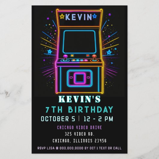 Budget Gaming Fun Neon Glow Arcade Verjaardag Uitn (Voorkant)