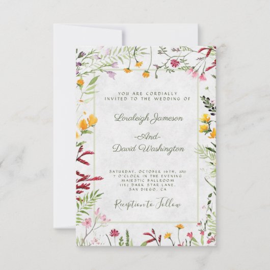 Budget Garden floral bruiloft Kaart (Voorkant)