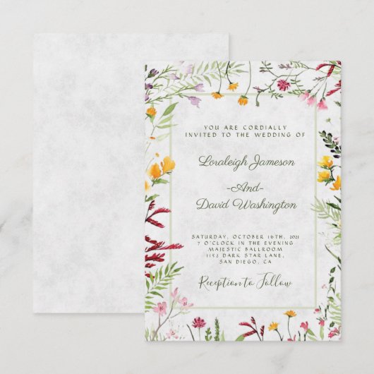 Budget Garden floral bruiloft Kaart (Voorkant / Achterkant)