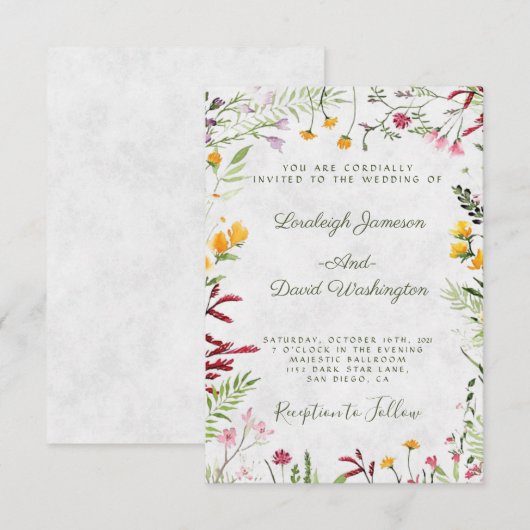 Budget Garden floral bruiloft Kaart (Voorkant / Achterkant)