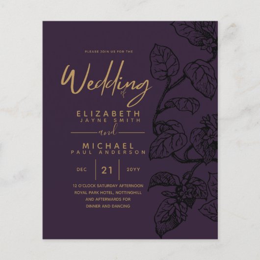 BUDGET  Garden Leaf Classic Wedding Invites (Voorkant)