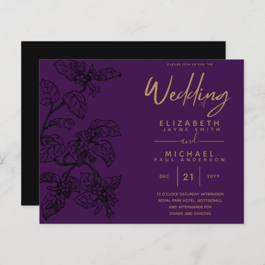 BUDGET  Garden Leaf Classic Wedding Invites (Voorkant / Achterkant)