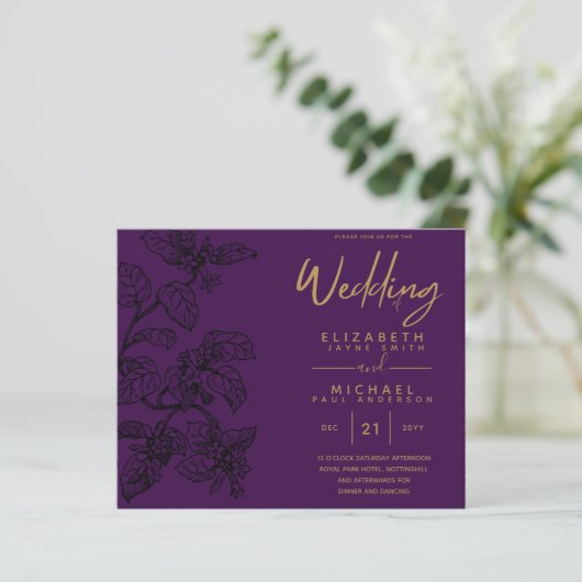 BUDGET  Garden Leaf Classic Wedding Invites (Staand voorkant)