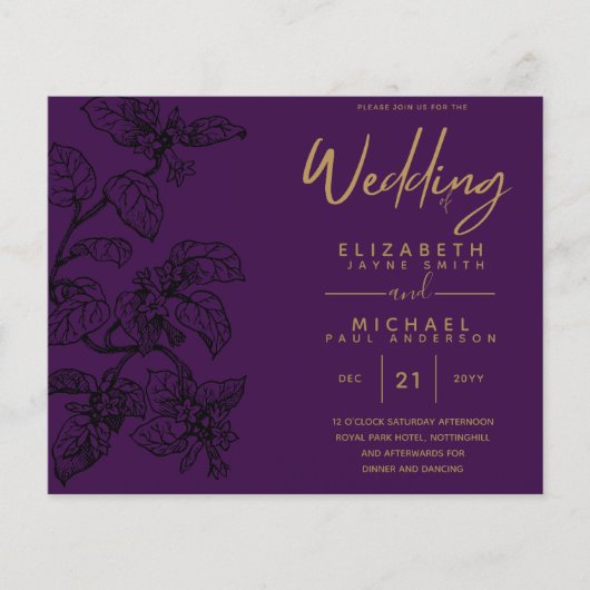 BUDGET  Garden Leaf Classic Wedding Invites (Voorkant)