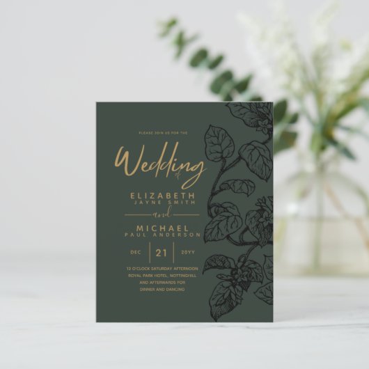 BUDGET  Garden Leaf Classic Wedding Invites (Staand voorkant)