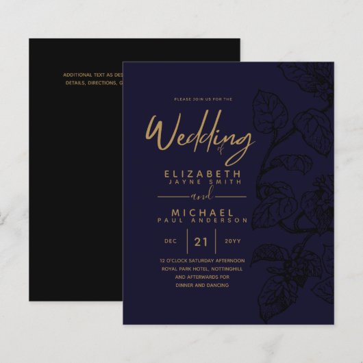 BUDGET  Garden Leaf Classic Wedding Invites (Voorkant / Achterkant)