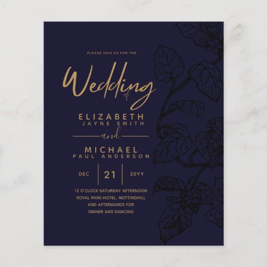 BUDGET Garden Leaf Classic Wedding Invites (Voorkant)