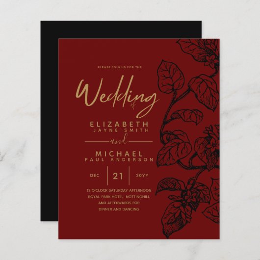 BUDGET  Garden Leaf Classic Wedding Invites (Voorkant / Achterkant)