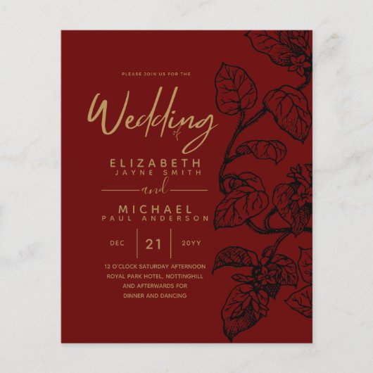 BUDGET  Garden Leaf Classic Wedding Invites (Voorkant)