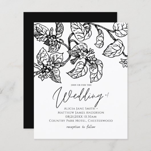 BUDGET  Garden Leafy Classic Wedding Investie (Voorkant / Achterkant)