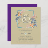 BUDGET Garden Leaves Fall Wedding nodigt Blauwgroe (Voorkant / Achterkant)