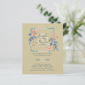 BUDGET Garden Leaves Fall Wedding nodigt Blauwgroe (Staand voorkant)