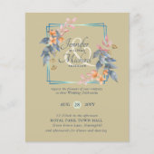 BUDGET Garden Leaves Fall Wedding nodigt Blauwgroe (Voorkant)