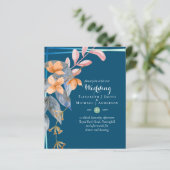 BUDGET Garden Leaves Fall Wedding nodigt Blauwgroe (Staand voorkant)