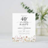 Budget Garden Wildflower 40e verjaardag uitnodigin (Staand voorkant)