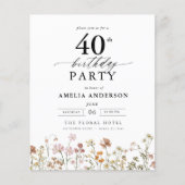 Budget Garden Wildflower 40e verjaardag uitnodigin (Voorkant)