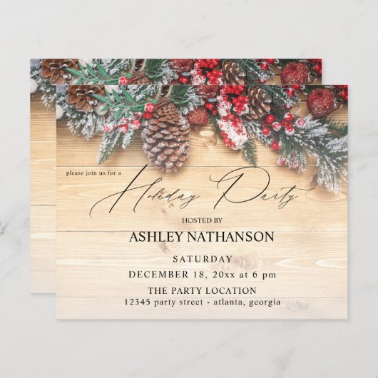 Budget Garland & Berries Rustic Holiday Party (Voorkant / Achterkant)