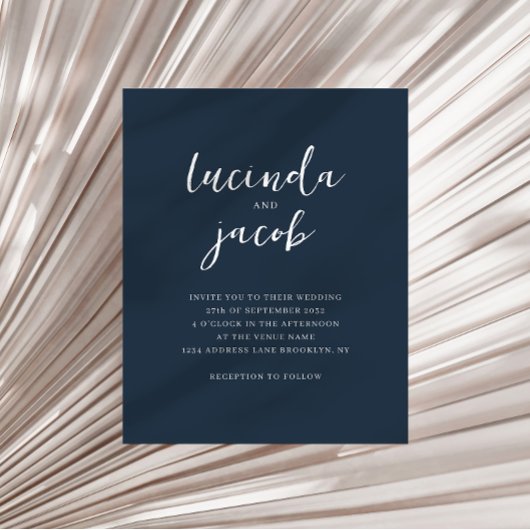 BUDGET Geborsteld Script Klassiek Navy Blue Bruilo