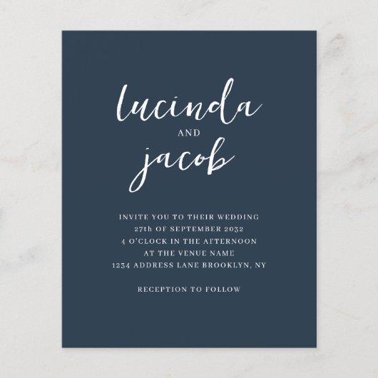 BUDGET Geborsteld Script Klassiek Navy Blue Bruilo (Voorkant)