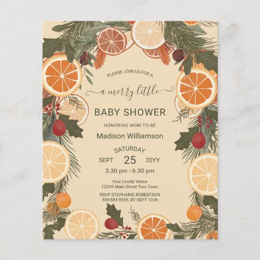 Budget gedroogde citrus vrolijk weinig Baby shower (Voorkant)