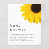 BUDGET Geel zonnebloem Baby shower Uitnodigen (Voorkant)