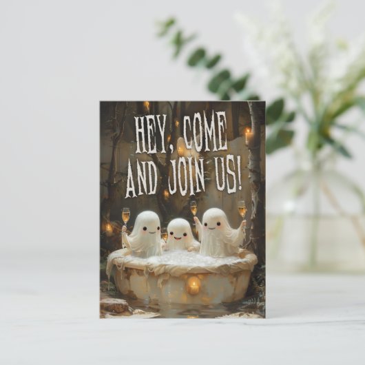 Budget Geesten Jacuzzi Adult Halloween Uitnodiging (Staand voorkant)