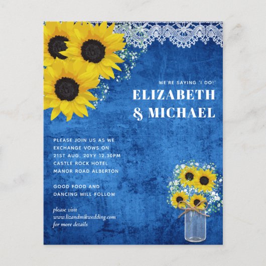 BUDGET Gele Blauwe Zonnebloemen Weddenschap (Voorkant)