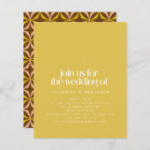 Budget Gele Retro Aesthetische Chic Wedding Invite (Voorkant / Achterkant)