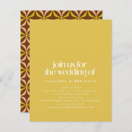 Budget Gele Retro Aesthetische Chic Wedding Invite