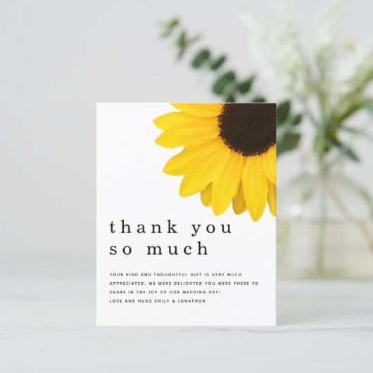 Budget Gellow Sunflower Pas getrouwd Dank u wel (Staand voorkant)