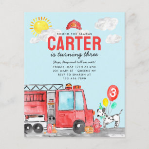 Budget Geluid De Alarm Brandweerwagen Verjaardag Flyer