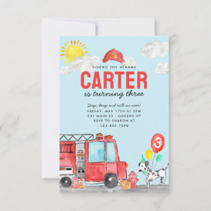 Budget Geluidsalarm Brandweerwagen Verjaardag Notitiekaartje