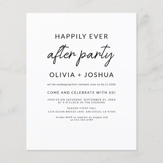 Budget Gelukkig Altijd Na Wedding Party Minimalist Flyer (Voorkant)