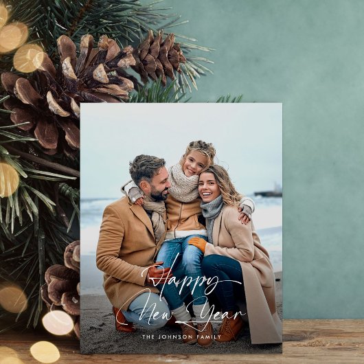 Budget Gelukkig Nieuwjaar Elegant Script Photo Car Flyer