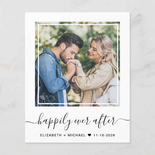 Budget Gelukkig ooit na foto bruiloft uitnodiging (Voorkant)