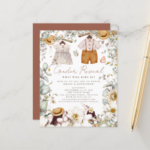 Budget Gender onthulling Bunny Baby shower Uitnodi