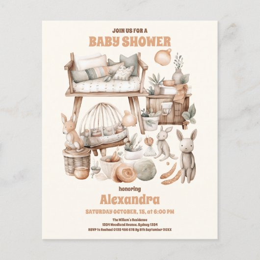 Budget Genderneutraal  speelgoed Baby shower (Voorkant)